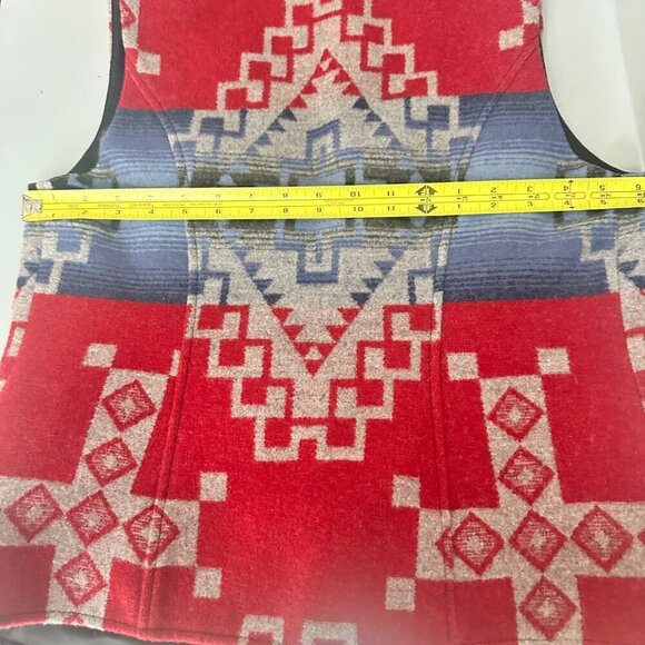 Pendleton Womens Southwestern Wool Vest Small Red/Blue Geometric Pattern USA Fab - Picture 9 of 16
